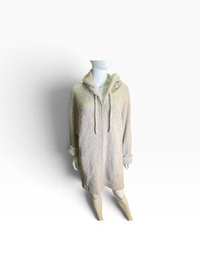 Sunday Citizen Cozy Hooded Blanket Sweatshirt Zip Up Beige One Size NWT Fall
